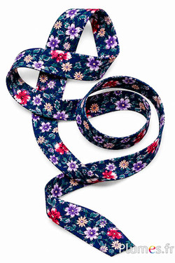 Lint met bloemenmotief - breedte 40 mm - blauw  